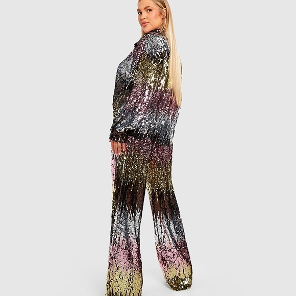 Sequin Wide Leg 2 Piece Set - Multicolor - Picture 3 of 5